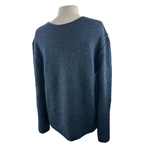 NWT Gionfriddo Hand Spun Alpaca Wool Blend Sweater Navy Blue Elbow Patch Medium - Picture 7 of 12